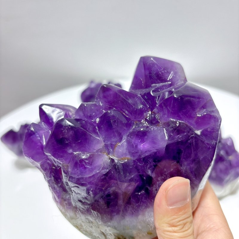 7 Pieces Polished Large Amethyst Teeth Cluster Groot Carving - Wholesale Crystals