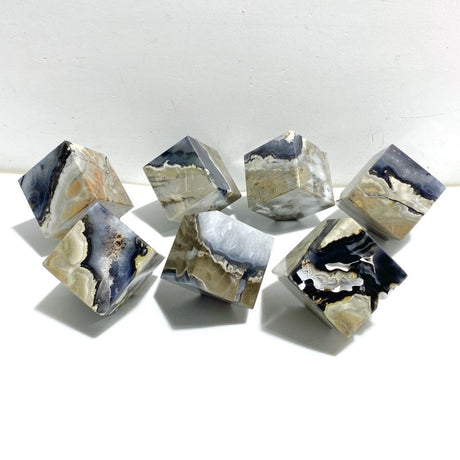 7 Pieces Volcanic Agate Standable Cube (UV-Reactive) -Wholesale Crystals