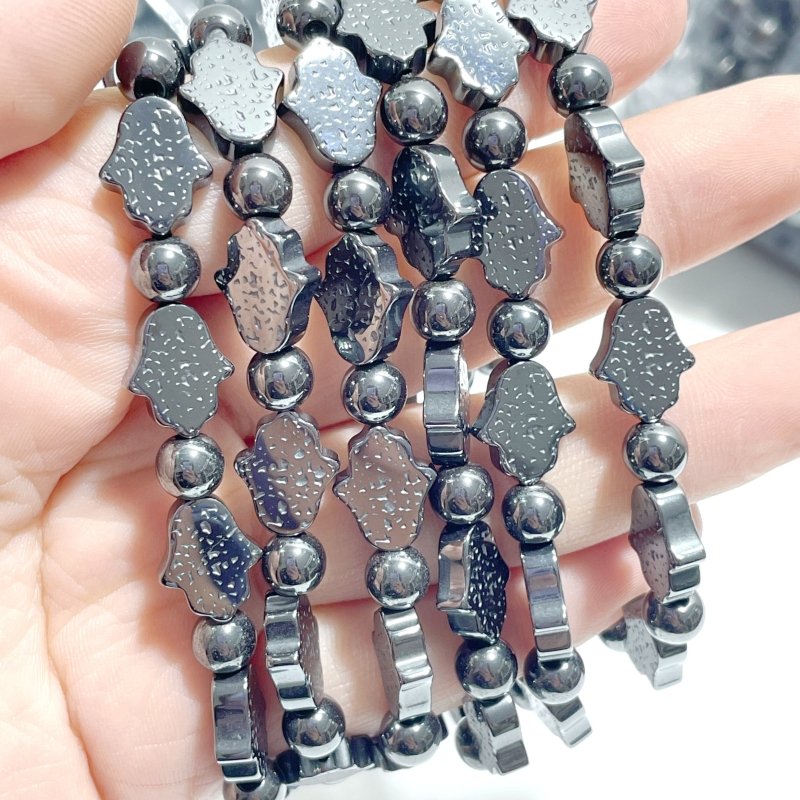 7 Styles Hematite Bracelets Star/Moon/Heart/Hamsa Hand Wholesale - Wholesale Crystals