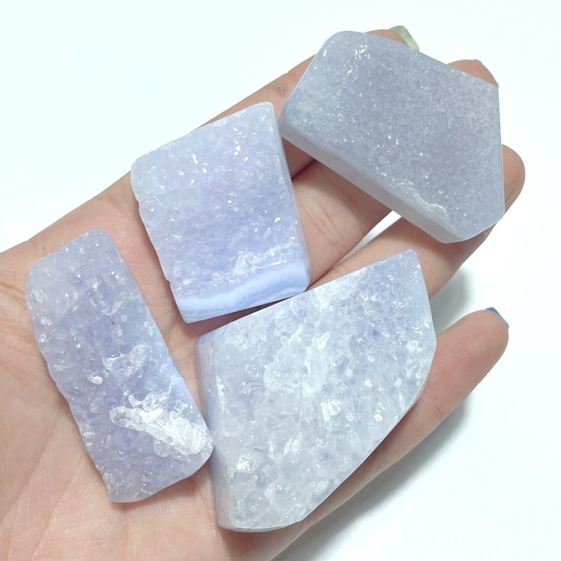 70 Pieces Blue Chalcedony Geode Free Form - Wholesale Crystals