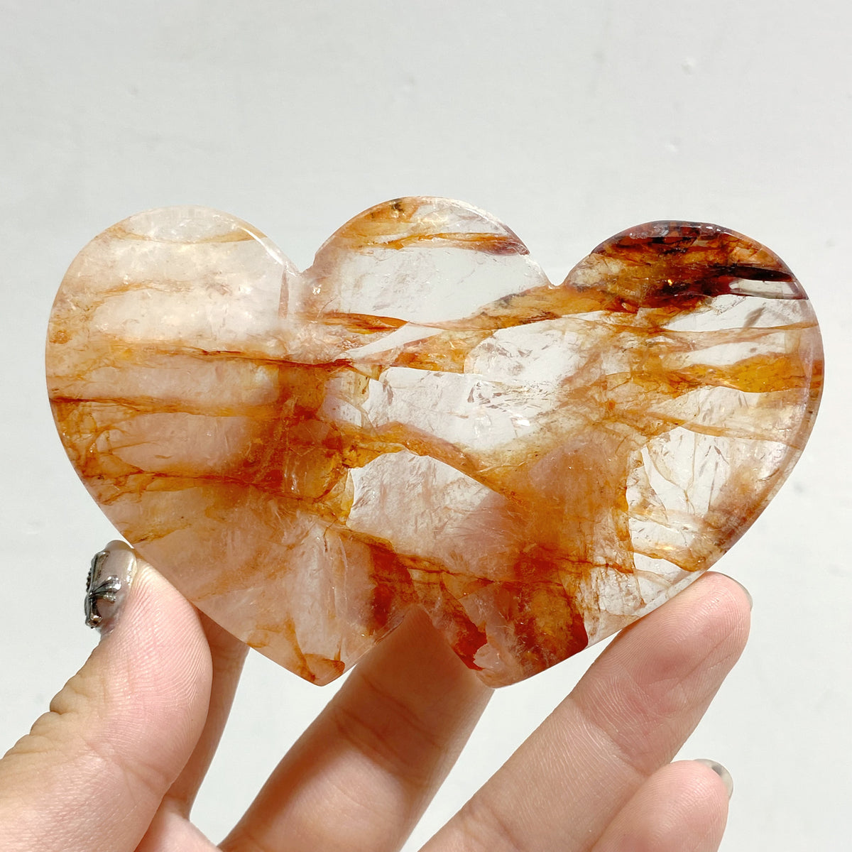 Unique Red Fire Quartz Heart Wing Carving With Stand