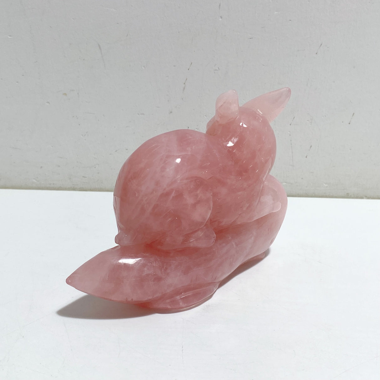 Beautiful Rose Quartz Rabbit Carving