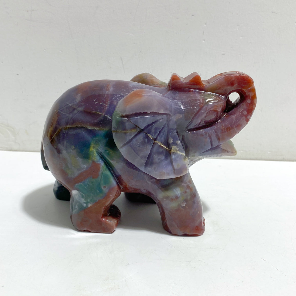 2 Pieces Large Ocean Jasper Elephant Crystal Carving