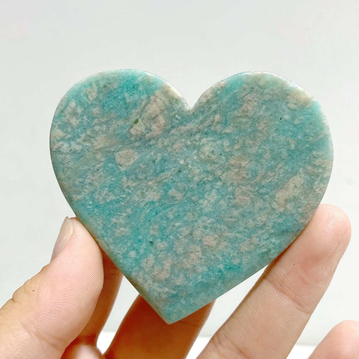 Amazonite Heart Wing Carving With Stand