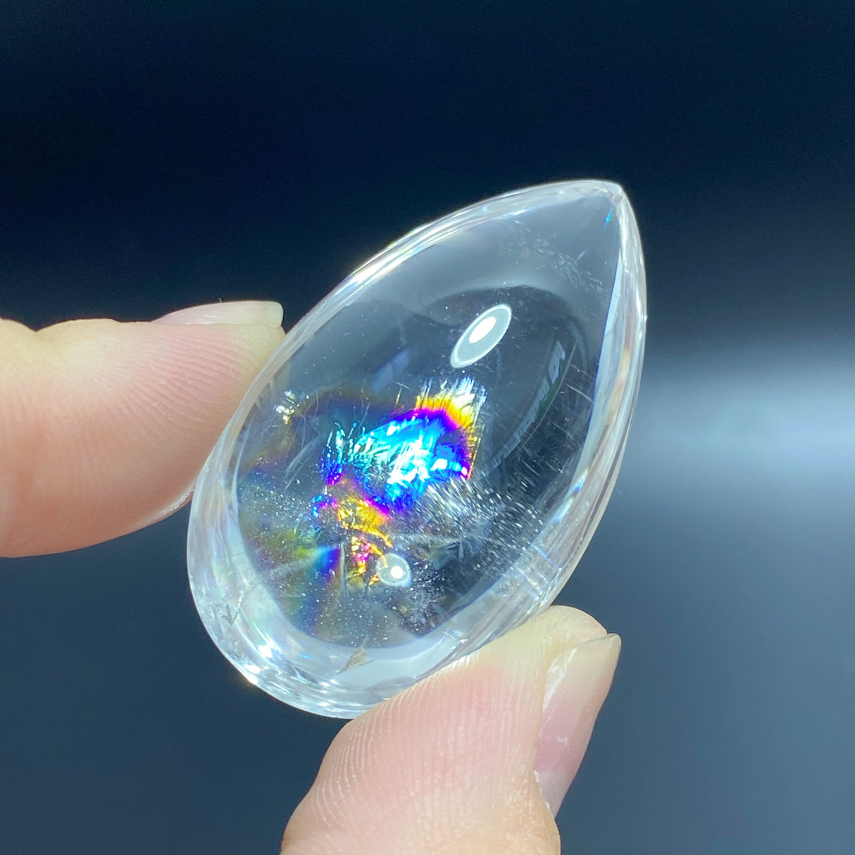 Unique Clear Quartz With Rainbow Waterdrop Shape For DIY Pendant