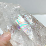Clear Quartz Point Raw Bottom With Stand
