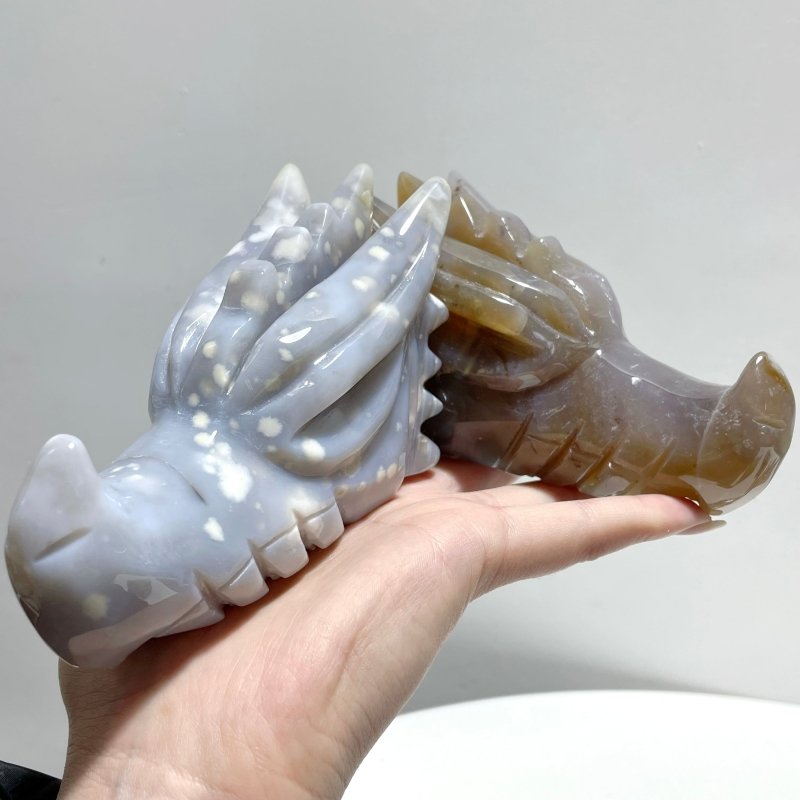 8 Pieces Agate Dragon Head Carving - Wholesale Crystals