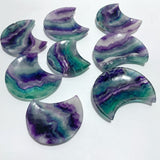 8 Pieces Beautiful Rainbow Fluorite Moon Bowl Carving - Wholesale Crystals