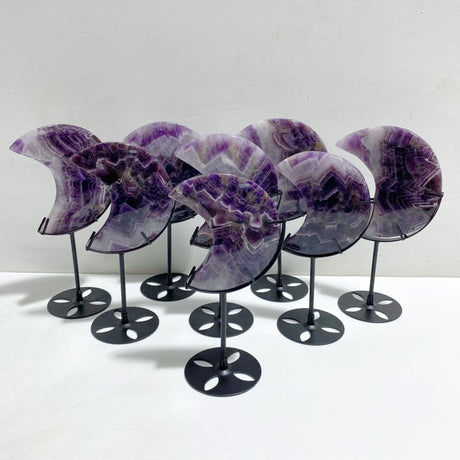 8 Pieces Chevron Amethyst Moon With Stand -Wholesale Crystals
