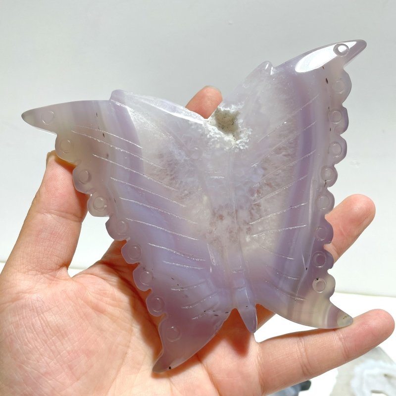 8 Pieces Geode Druzy Agate Butterfly Carving - Wholesale Crystals