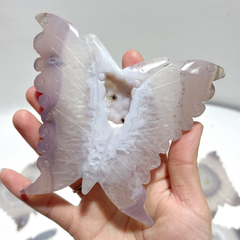 8 Pieces Geode Druzy Agate Butterfly Carving - Wholesale Crystals