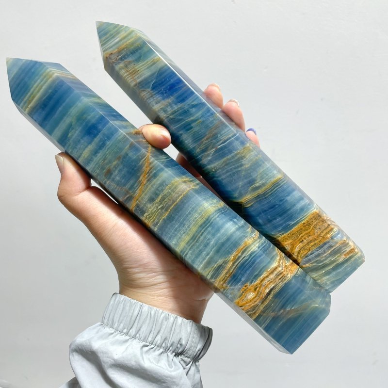 8 Pieces High Quality Blue Onyx Tower - Wholesale Crystals
