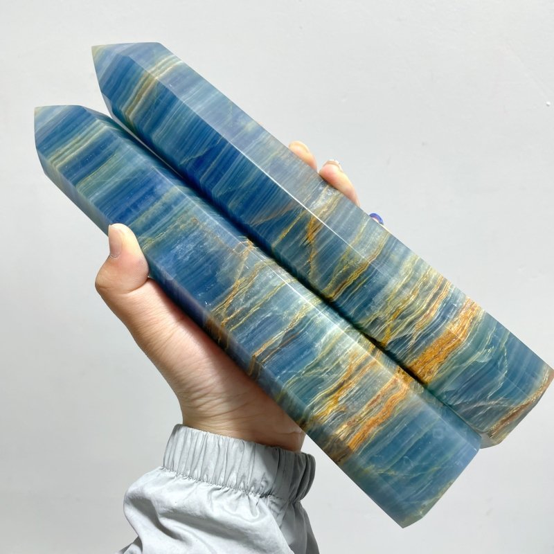 8 Pieces High Quality Blue Onyx Tower - Wholesale Crystals