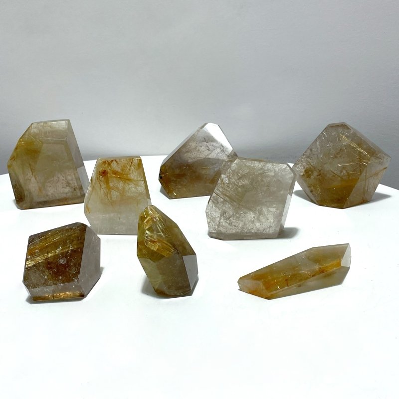 8 Pieces High Quality Gold Rutile Quartz Crystal Free Form - Wholesale Crystals