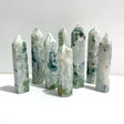 8 Pieces Large Geode White Moss Agate Point - Wholesale Crystals