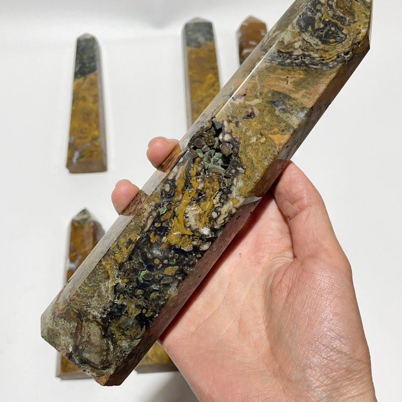 8 Pieces Large Yellow Ocean Jasper Tower -Wholesale Crystals