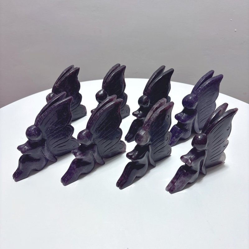 8 Pieces Lepidolite Butterfly Fairy Carving - Wholesale Crystals