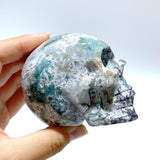 8 Pieces Moss Agate Skull Carving - Wholesale Crystals