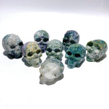 8 Pieces Moss Agate Skull Carving - Wholesale Crystals