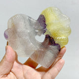 8 Pieces Rainbow Fluorite Heart Carving With Stand -Wholesale Crystals