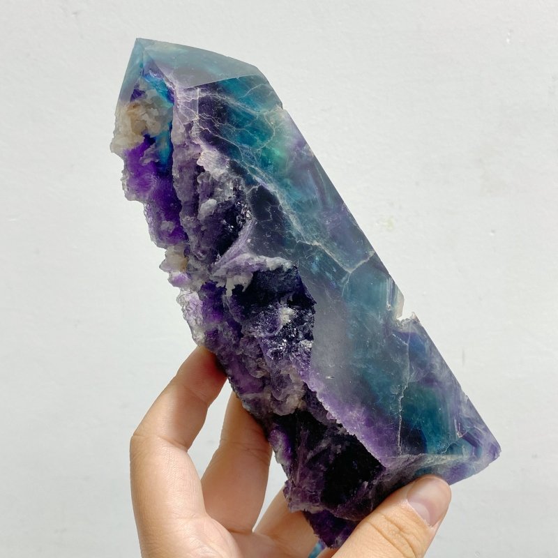 8 Pieces Rainbow Fluorite Raw Side Four-sided Tower -Wholesale Crystals
