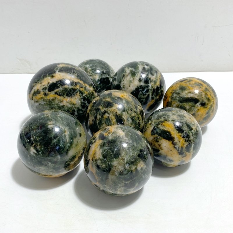 8 Pieces Seraphinite Spheres -Wholesale Crystals
