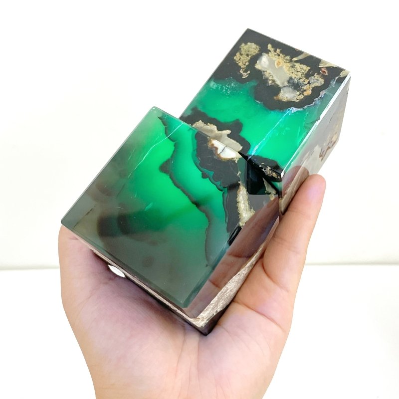 8 Pieces Volcanic Agate Standable Cube (UV - Reactive) - Wholesale Crystals