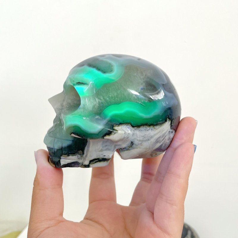 8 Pieces Volcano Agate Skull(UV - Reactive) - Wholesale Crystals