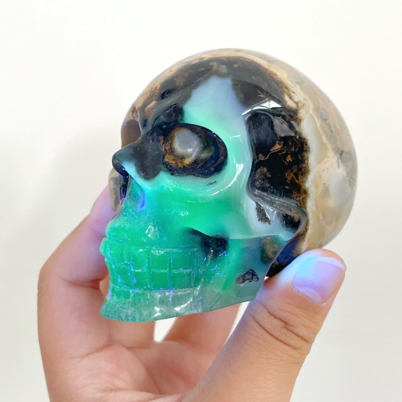8 Pieces Volcano Agate Skull(UV - Reactive) - Wholesale Crystals