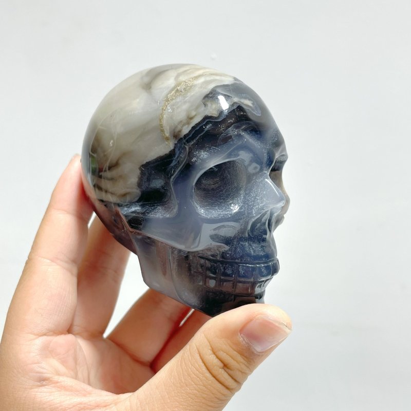 8 Pieces Volcano Agate Skull(UV - Reactive) - Wholesale Crystals