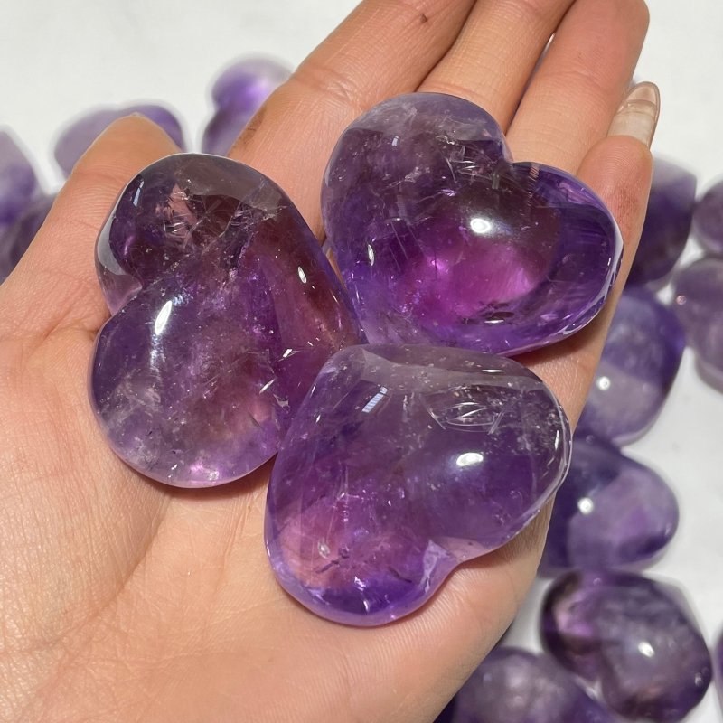 80 Pieces Amethyst Heart Crystal - Wholesale Crystals