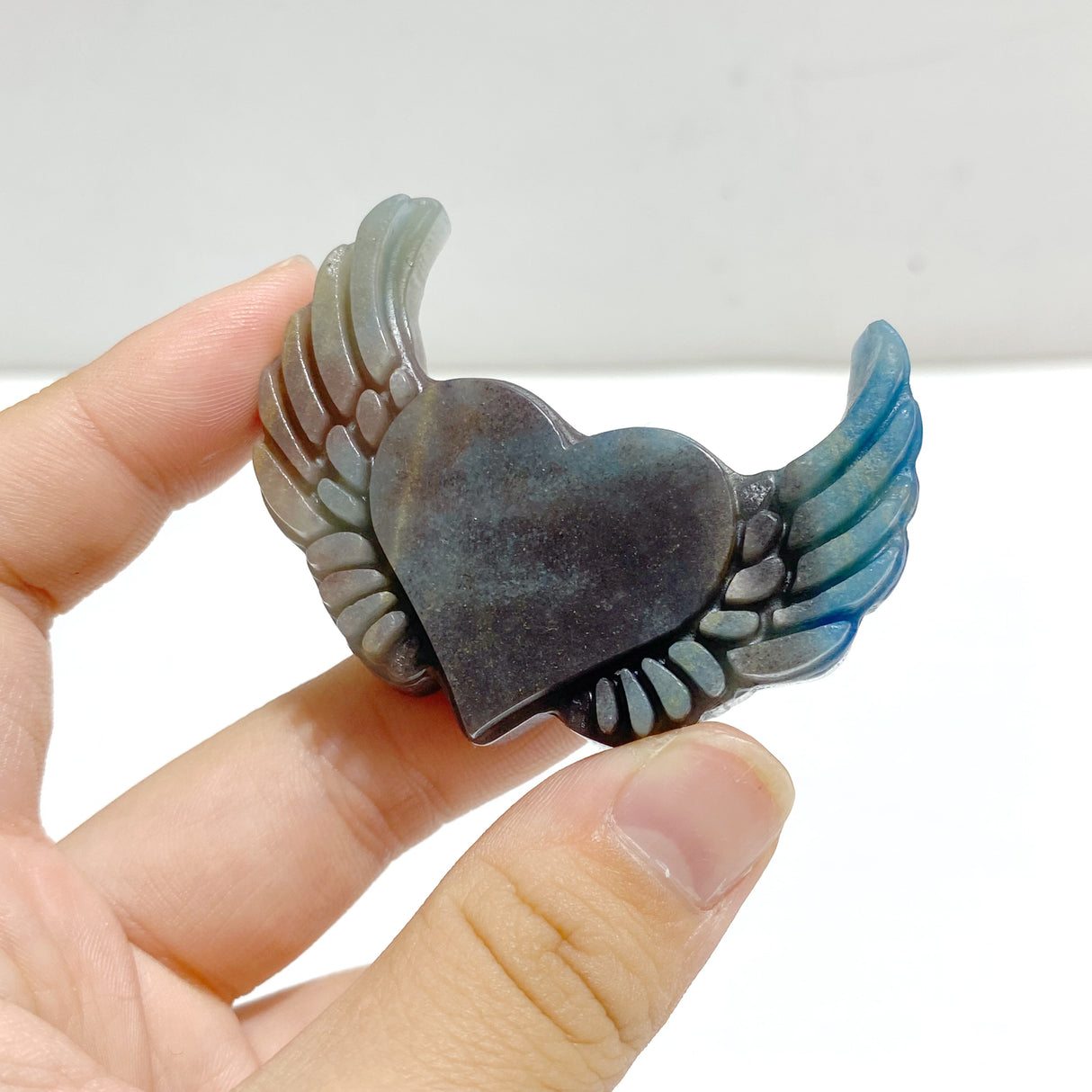 9 Pieces Trolleite Stone Heart Wing Carving Closeout