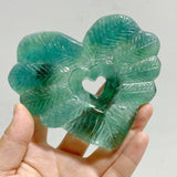 7 Pieces Rainbow Fluorite Heart Carving With Stand