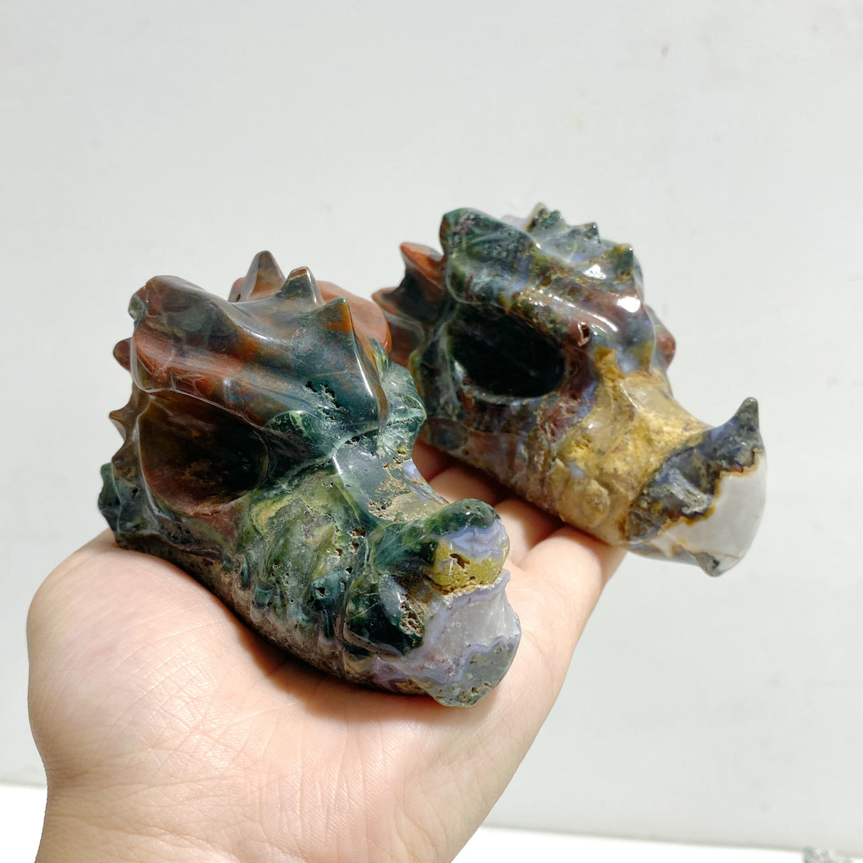 9 Pieces Ocean Jasper Dragon Head Carving Closeout