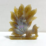 2 Pieces Geode Agate Druzy Nine-tailed Fox Carving #16