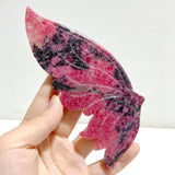 Unique Rhodonite Mixed Quartz Butterfly Wing Carving With Stand