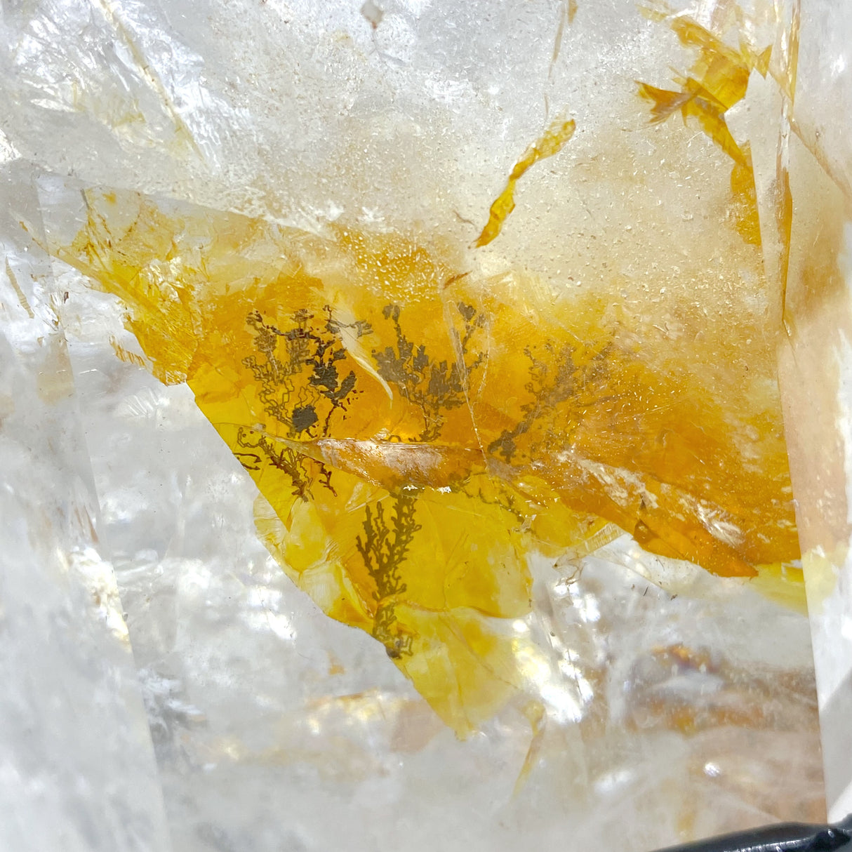 Unique Fire Quartz Dentritic Quartz Double Point With Rainbow With Stand