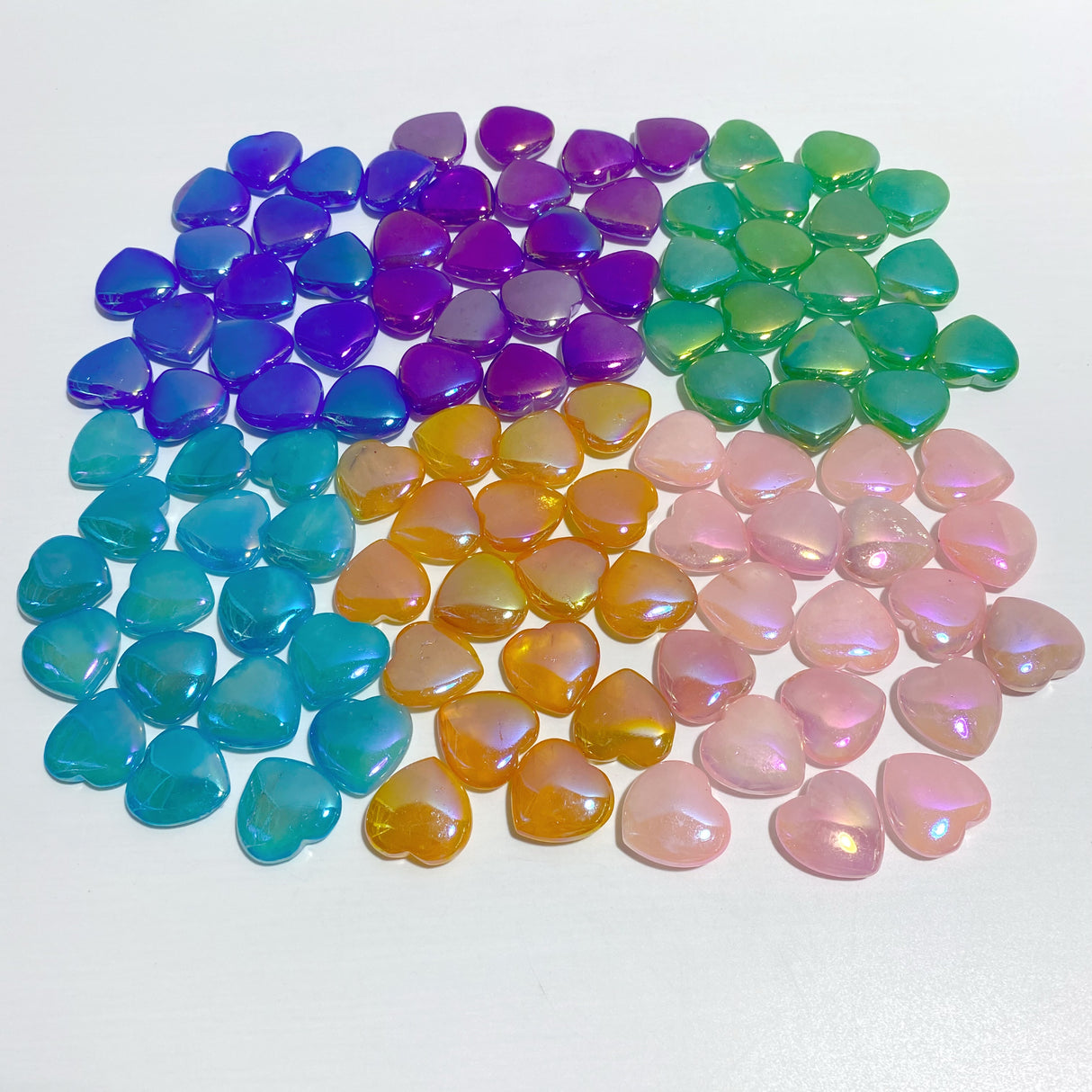 6 Colors Mixed Aura Rose Quartz Heart Wholesale Closeout