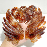 Red Fire Quartz Heart Wing Carving With Stand