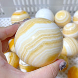 49 Pieces Stripe Yellow Calcite Spheres (Sea Freight Only)