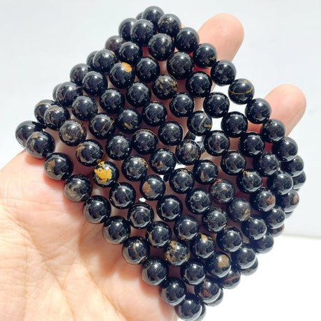 8mm Black Tourmaline Mixed Yellow Impurity Bracelets Wholesale - Wholesale Crystals