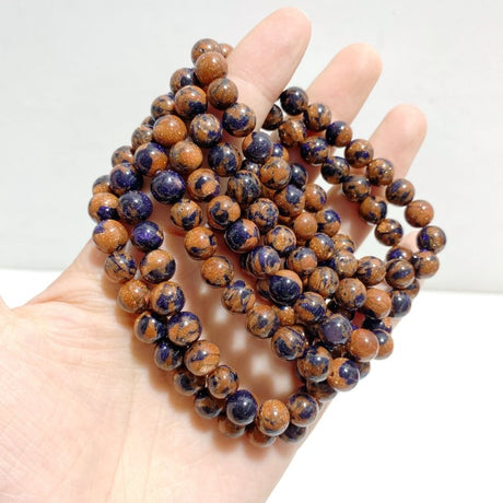 8MM Blue Mixed Gold Sandstone Bracelets Wholesale - Wholesale Crystals