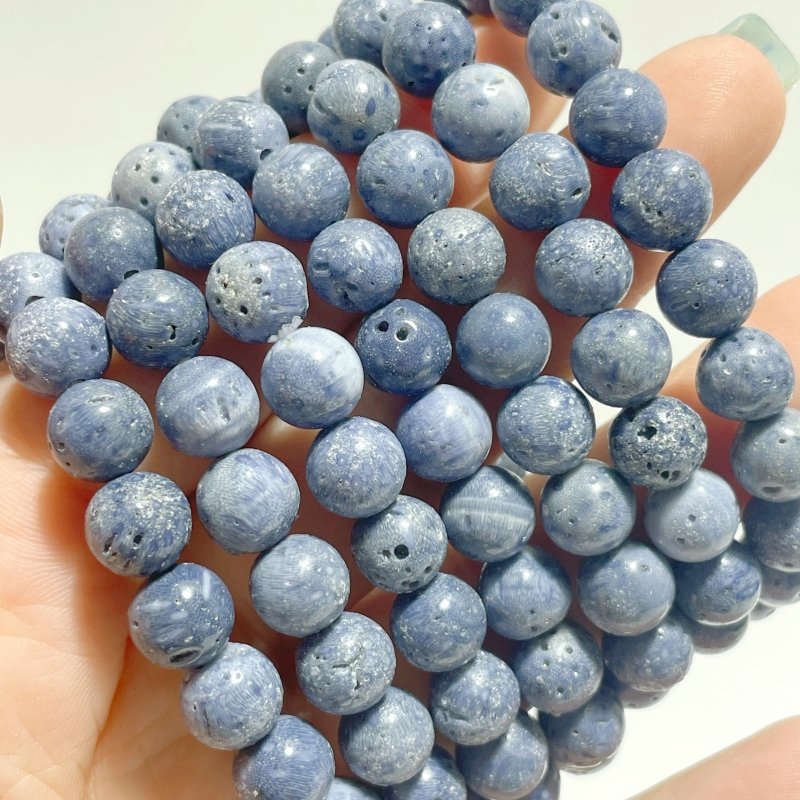 8mm Natural Blue Coral Bracelets Wholesale - Wholesale Crystals