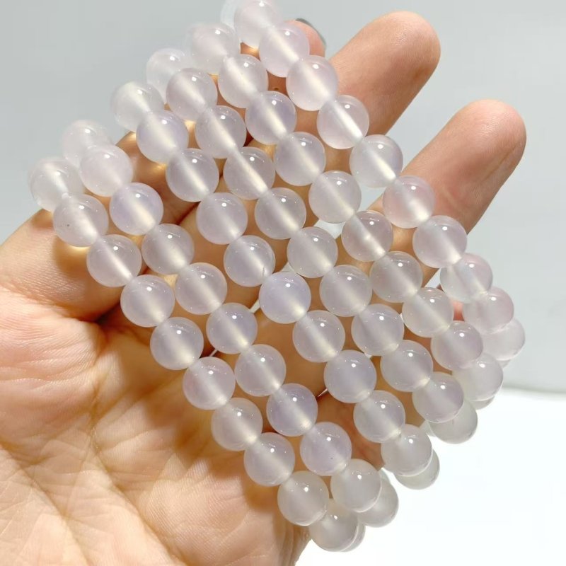 8mm White Agate Grey Agate Bracelets Wholesale - Wholesale Crystals