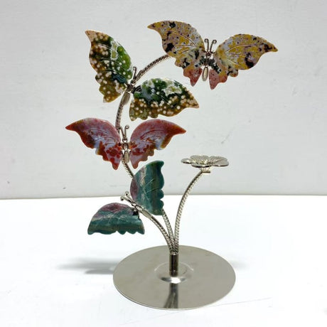 8th Vein Ocean Jasper Butterfly Flower Carving With Stand Wholesale - Wholesale Crystals