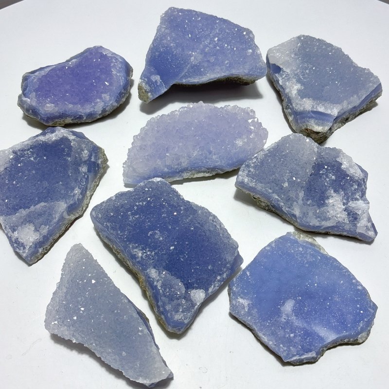 9 Pieces Blue Chalcedony Cluster Specimen - Wholesale Crystals