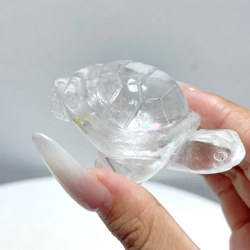 9 Pieces Clear Quartz Turtle Carving - Wholesale Crystals