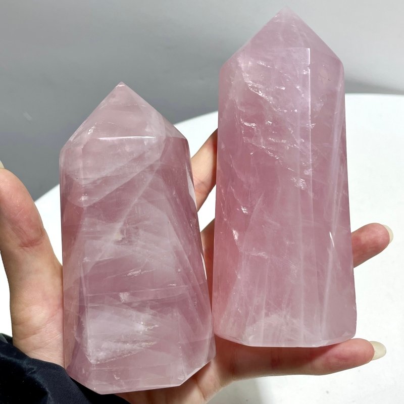 9 Pieces Fat Rose Quartz Points - Wholesale Crystals