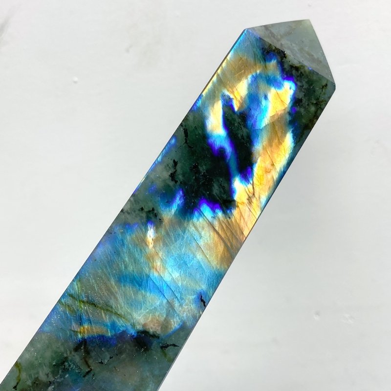 9 Pieces Flash Labradorite Four - Sided Tower Points - Wholesale Crystals