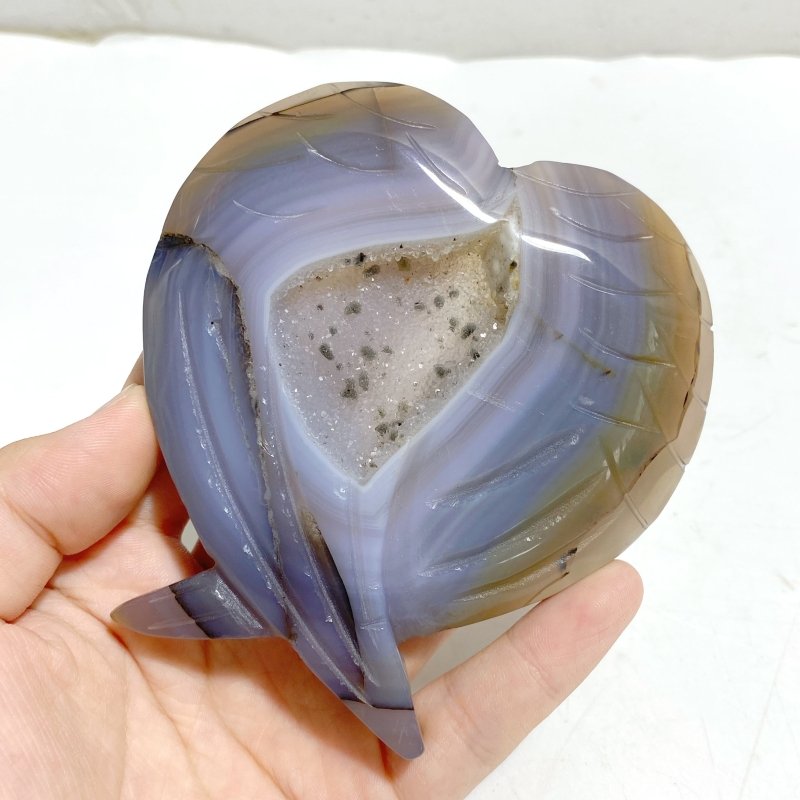 9 Pieces Geode Druzy Agate Fish Carving With Stand -Wholesale Crystals